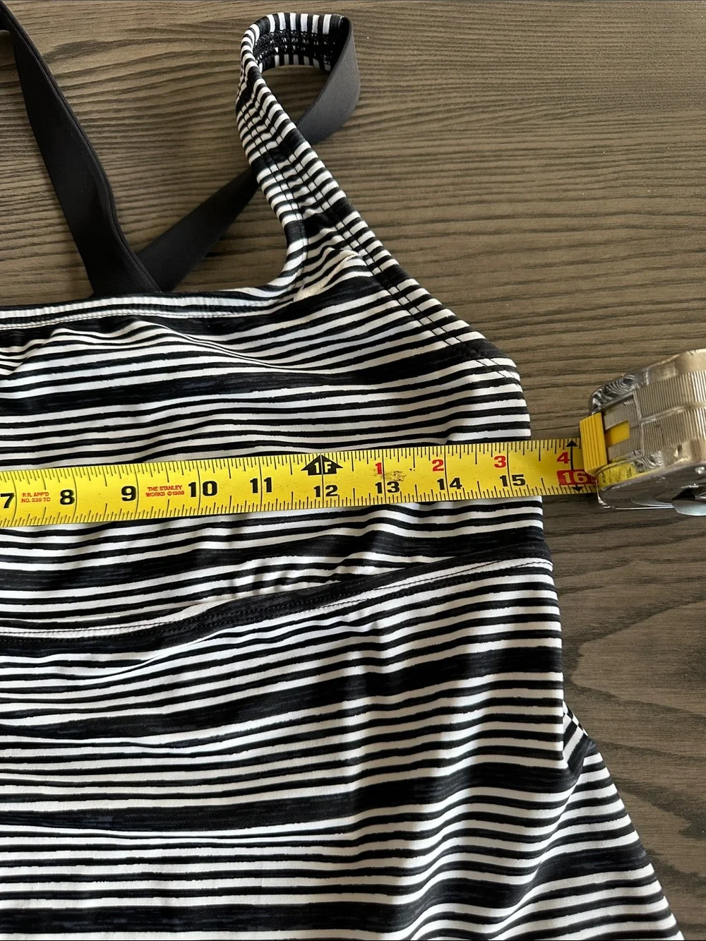 Nike Black & White Striped Tankini Top with Solid Black Bottom